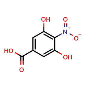 Chemical structure of 3,5-Dihydroxy-4-nitrobenzoic acid , CAS 1081544-32-2, AChemBlock AD290113