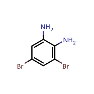 Chemical structure of 3,5-Dibromobenzene-1,2-diamine , CAS 1575-38-8, AChemBlock AD290114