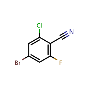 Chemical structure of 4-Bromo-2-chloro-6-fluorobenzonitrile , CAS 218797-72-9, AChemBlock AD290119