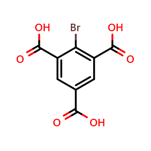 Chemical structure of 2-Bromobenzene-1,3,5-tricarboxylic acid , CAS 13520-03-1, AChemBlock AD290125