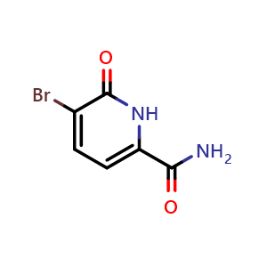 Chemical structure of 5-bromo-6-oxo-1,6-dihydropyridine-2-carboxamide , CAS 1823915-93-0, AChemBlock AD290129