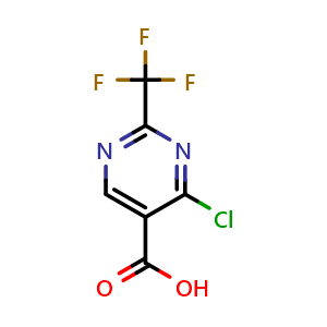 Chemical structure of 4-Chloro-2-(trifluoromethyl)pyrimidine-5-carboxylic acid , CAS 1076197-55-1, AChemBlock AD290132