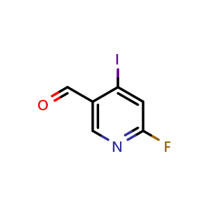 Chemical structure of 6-fluoro-4-iodonicotinaldehyde , CAS 1289017-52-2, AChemBlock AD290136
