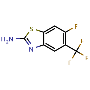 Chemical structure of 6-Fluoro-5-(trifluoromethyl)benzo[d]thiazol-2-amine , CAS 1355241-00-7, AChemBlock AD290140