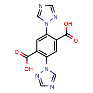 Chemical structure of 2,5-Di(1H-1,2,4-triazol-1-yl)terephthalic acid , CAS 2163052-04-6, AChemBlock AD290141