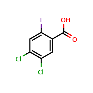 Chemical structure of 4,5-Dichloro-2-iodobenzoic acid , CAS 1346679-11-5, AChemBlock AD290144