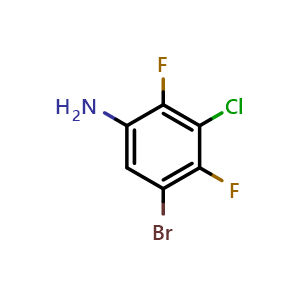 Chemical structure of 5-Bromo-3-chloro-2,4-difluoroaniline , CAS 122452-23-7, AChemBlock AD290154