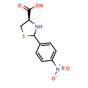Chemical structure of (4R)-2-(4-Nitrophenyl)thiazolidine-4-carboxylic acid , CAS 218944-01-5, AChemBlock AD290158