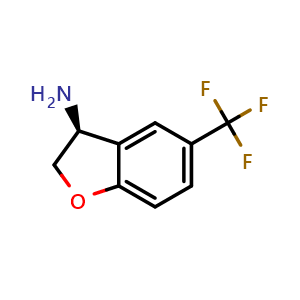 Chemical structure of (S)-3-Amino-5-(trifluoromethyl)-2,3-dihydrobenzofuran , CAS 1272754-45-6, AChemBlock AD290161