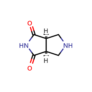 Chemical structure of rel-(3AR,6aS)-tetrahydropyrrolo[3,4-c]pyrrole-1,3(2H,3aH)-dione , CAS 866319-07-5, AChemBlock AD290163