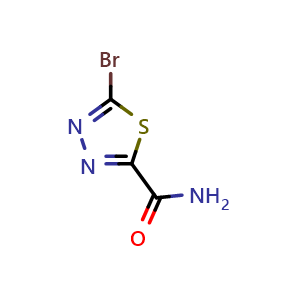 Chemical structure of 5-Bromo-1,3,4-thiadiazole-2-carboxamide , CAS 1030613-09-2, AChemBlock AD290173