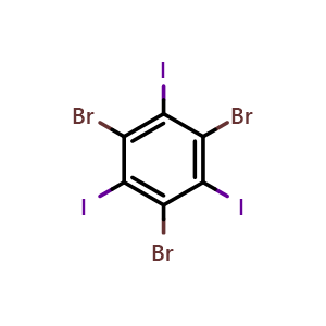 Chemical structure of 1,3,5-Tribromo-2,4,6-triiodobenzene , CAS 151721-78-7, AChemBlock AD290174