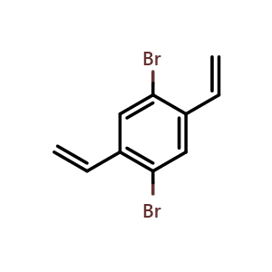 Chemical structure of 1,4-Dibromo-2,5-divinylbenzene , CAS 868847-75-0, AChemBlock AD290190