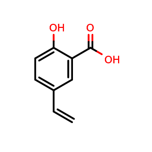 Chemical structure of Benzoic acid, 5-ethenyl-2-hydroxy- , CAS 61393-07-5, AChemBlock AD290191