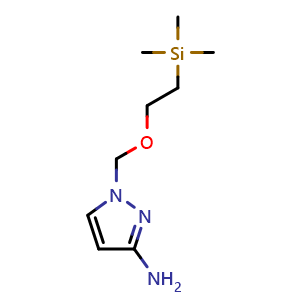 Chemical structure of 1-((2-(Trimethylsilyl)ethoxy)methyl)-1H-pyrazol-3-amine , CAS 885325-91-7, AChemBlock AD290194