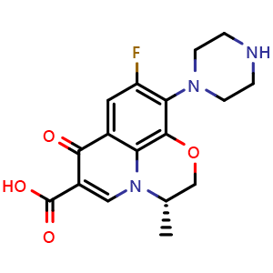 Chemical structure of Desmethyl Levofloxacin , CAS 117707-40-1, AChemBlock AD290198
