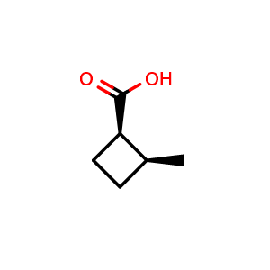 Chemical structure of cis-2-Methylcyclobutanecarboxylic acid , CAS 57705-60-9, AChemBlock AD290201
