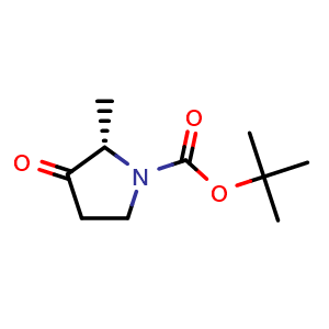 Chemical structure of (S)-tert-Butyl 2-methyl-3-oxopyrrolidine-1-carboxylate , CAS 1030899-85-4, AChemBlock AD290202
