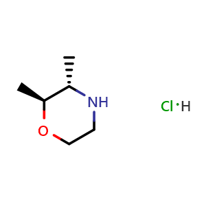 Chemical structure of (2S,3S)-2,3-Dimethylmorpholine hydrochloride , CAS 2648851-90-3, AChemBlock AD290204