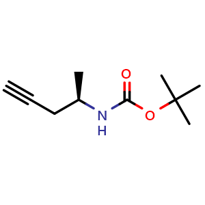Chemical structure of tert-butyl (R)-pent-4-yn-2-ylcarbamate , CAS 2770452-80-5, AChemBlock AD290209