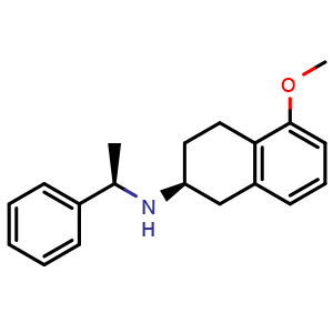 Chemical structure of (S)-5-Methoxy-N-((R)-1-phenylethyl)-1,2,3,4-tetrahydronaphthalen-2-amine , CAS 1403690-99-2, AChemBlock AD290213