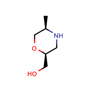 Chemical structure of [(2S,5R)-5-Methylmorpholin-2-yl]methanol , CAS 1227999-71-4, AChemBlock AD290235