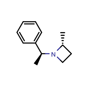 Chemical structure of (2R)-2-methyl-1-[(1S)-1-phenylethyl]azetidine , CAS 2768425-26-7, AChemBlock AD290240