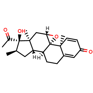 Chemical structure of (4aS,4bS,5aS,6aS,7R,8R,9aS,9bS)-7-Acetyl-7-hydroxy-4a,6a,8-trimethyl-5a,6,6a,7,8,9,9a,9b,10,11-decahydrocyclopenta[1,2]phenanthro[4,4a-b]oxiren-2(4aH)-one (Desoximetasone Impurity 4) , CAS 59796-52-0, AChemBlock AD290244
