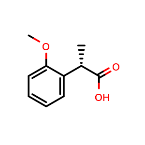 Chemical structure of (S)-2-(2-Methoxyphenyl)propanoic acid , CAS 81616-80-0, AChemBlock AD290257