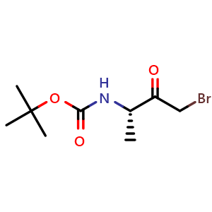 Chemical structure of tert-Butyl (S)-(4-bromo-3-oxobutan-2-yl)carbamate , CAS 170876-69-4, AChemBlock AD290264