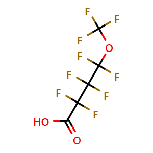 Chemical structure of 2,2,3,3,4,4-Hexafluoro-4-(trifluoromethoxy)butanoic acid , CAS 863090-89-5, AChemBlock AD290282