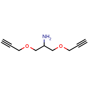 Chemical structure of 1,3-Bis(prop-2-yn-1-yloxy)propan-2-amine , CAS 2116469-78-2, AChemBlock AD290284