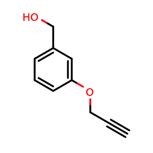 Chemical structure of [3-(prop-2-yn-1-yloxy)phenyl]methanol , CAS 34905-03-8, AChemBlock AD290285