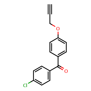 Chemical structure of (4-Chlorophenyl)(4-(prop-2-yn-1-yloxy)phenyl)methanone , CAS 42875-12-7, AChemBlock AD290286