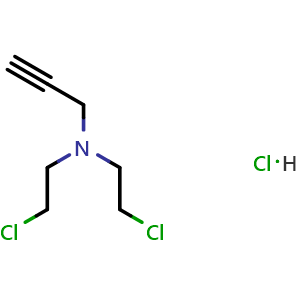 Chemical structure of N,N-Bis(2-chloroethyl)prop-2-yn-1-amine hydrochloride , CAS 923-83-1, AChemBlock AD290291