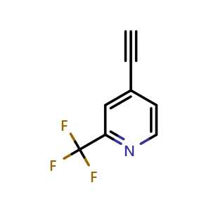Chemical structure of 4-Ethynyl-2-(trifluoromethyl)pyridine , CAS 1196151-89-9, AChemBlock AD290299