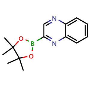 Chemical structure of Quinoxalin-2-ylboronic acid pinacol ester , CAS 2077892-18-1, AChemBlock AD290309