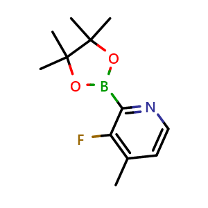 Chemical structure of 3-fluoro-4-methyl-2-(4,4,5,5-tetramethyl-1,3,2-dioxaborolan-2-yl)pyridine , CAS 1309981-40-5, AChemBlock AD290312