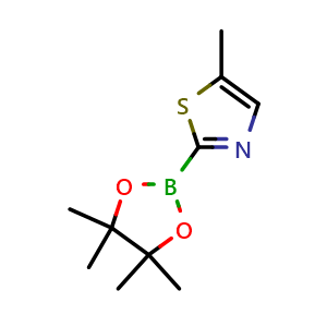 Chemical structure of 5-methylthiazol-2-ylboronic acid pinacol ester , CAS 2096996-97-1, AChemBlock AD290315