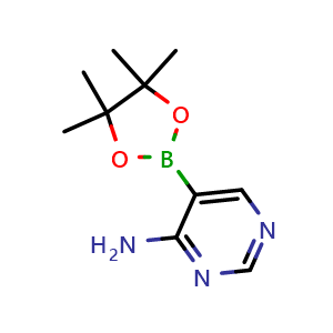 Chemical structure of 5-(4,4,5,5-tetramethyl-1,3,2-dioxaborolan-2-yl)pyrimidin-4-amine , CAS 2223044-20-8, AChemBlock AD290329