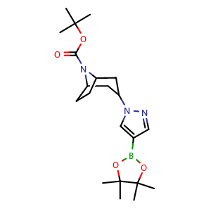 Chemical structure of 1-(8-Boc-8-azabicyclo[3.2.1]octan-3-yl)-1H-pyrazole-4-boronic Acid Pinacol Ester , CAS 2816116-17-1, AChemBlock AD290341