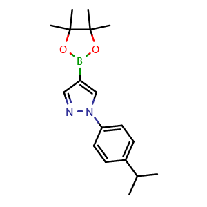 Chemical structure of 1-(4-Isopropylphenyl)-4-(4,4,5,5-tetramethyl-1,3,2-dioxaborolan-2-yl)-1H-pyrazole , CAS 2962965-81-5, AChemBlock AD290342