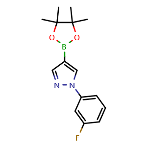Chemical structure of 1-(3-Fluorophenyl)-4-(4,4,5,5-tetramethyl-1,3,2-dioxaborolan-2-yl)-1H-pyrazole , CAS 1402240-90-7, AChemBlock AD290343