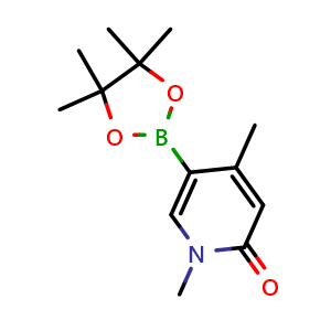 Chemical structure of 1,4-dimethyl-5-(4,4,5,5-tetramethyl-1,3,2-dioxaborolan-2-yl)pyridin-2(1H)-one , CAS 1772607-44-9, AChemBlock AD290344