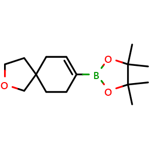 Chemical structure of 4,4,5,5-tetramethyl-2-(2-oxaspiro[4.5]dec-7-en-8-yl)-1,3,2-dioxaborolane , CAS 1825371-79-6, AChemBlock AD290346