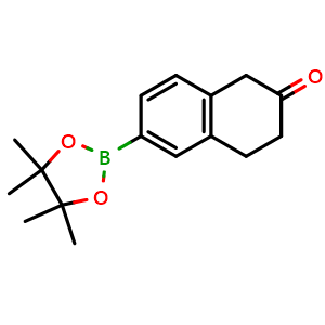 Chemical structure of 6-(4,4,5,5-Tetramethyl-1,3,2-dioxaborolan-2-yl)-3,4-dihydronaphthalen-2(1H)-one , CAS 1191063-75-8, AChemBlock AD290355