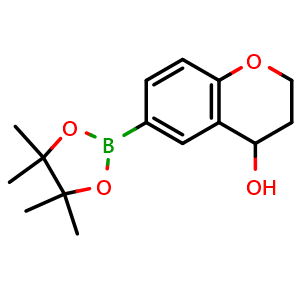 Chemical structure of 6-(4,4,5,5-Tetramethyl-1,3,2-dioxaborolan-2-yl)chroman-4-ol , CAS 1939174-72-7, AChemBlock AD290360
