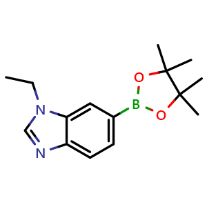 Chemical structure of 1-Ethyl-6-(4,4,5,5-tetramethyl-1,3,2-dioxaborolan-2-yl)-1H-benzo[d]imidazole , CAS 1463056-47-4, AChemBlock AD290365