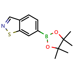 Chemical structure of 6-(4,4,5,5-tetramethyl-1,3,2-dioxaborolan-2-yl)benzo[d]isothiazole , CAS 1104071-55-7, AChemBlock AD290375