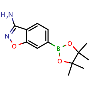 Chemical structure of 6-(4,4,5,5-tetramethyl-1,3,2-dioxaborolan-2-yl)benzo[d]isoxazol-3-amine , CAS 2377608-60-9, AChemBlock AD290386